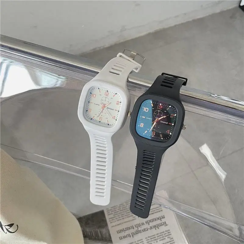 Reloj cuadrada de pantalla grande para estudiantes, reloj de cuarzo de alta aualidad, reloj de pulsera mecánico deportivo informal, caja de Wothout