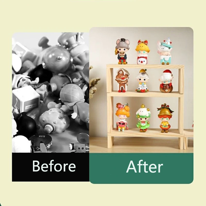 Desktop Storage Riser Stand Wooden Ladder Doll Hand U Shape Wood Storage For Dessert Cupcake Jewelry Display Stand Action Figure