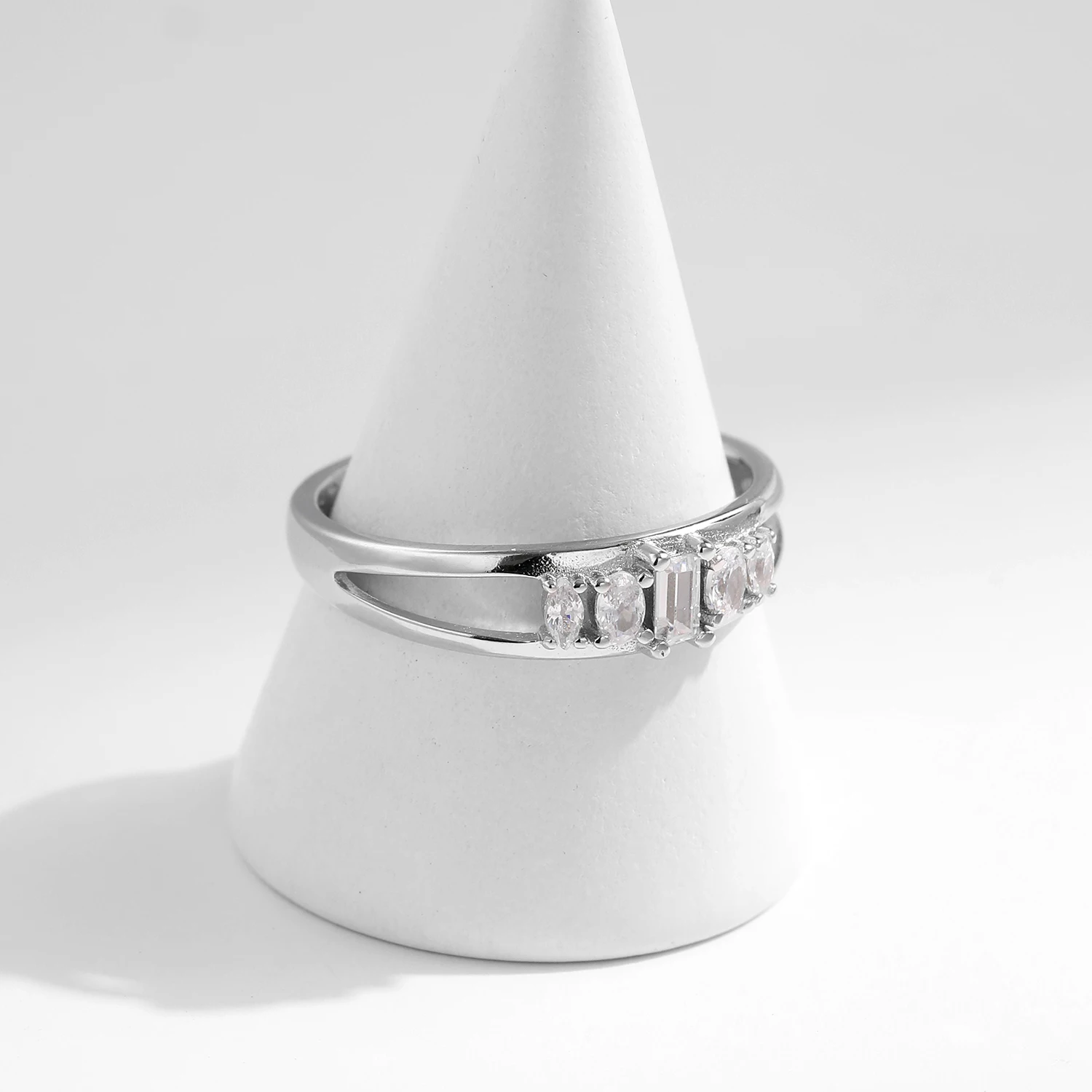 MODIAN Double Layer Lines CZ Ring Pure 925 Sterling Silver Fashion Party Zircon Female Finger Ring For Women Fine Jewelry