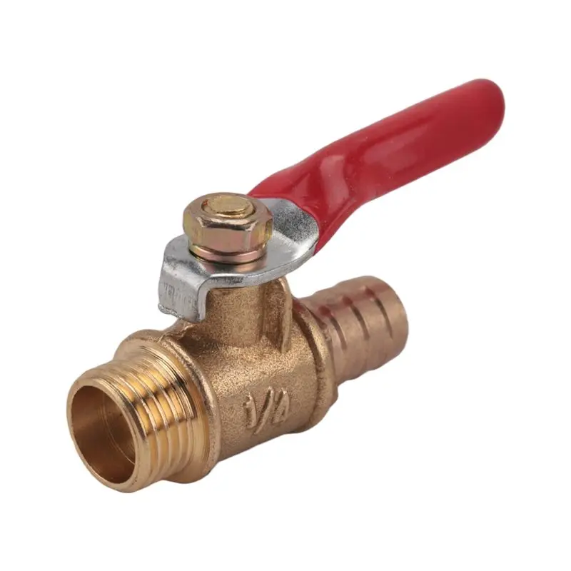 

Латунный шаровой кран ABJI-10 мм с полнопроходной резьбой 1/4 дюйма PT, с рычажной рукояткой и штуцером для шланга