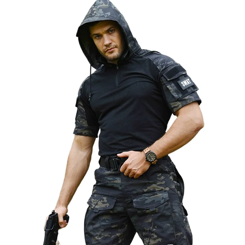 

G3 Hooded Tactical Shirt Combat Training Uniform Tops Men Women Field Jacket Airsoft Hunting Camo Clothes Outdoor Sports T-shirt