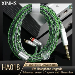 XINHS  8-Core Single Crystal Copper Plated Silver  0.78mm 2Pin QDC MMCX TFZ 4.4 2.5Balance Earphone Upgrade Cable for KZ TRN