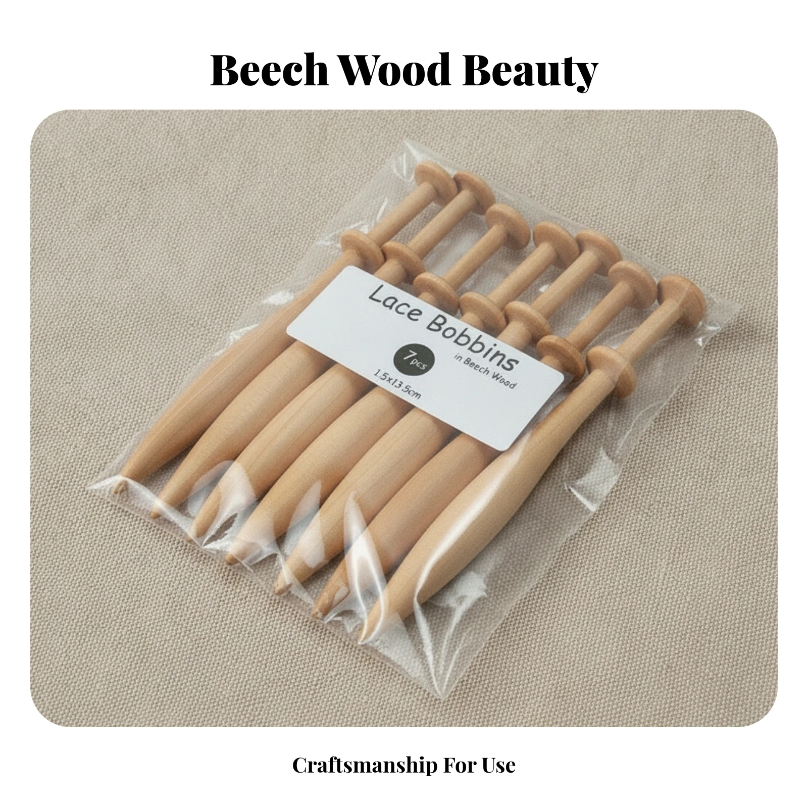 7 Pieces Smooth Surface Beech Wood Bobbins Easy to Store Craft Supplies Wooden Lace Bobbins Collar Rings view 4