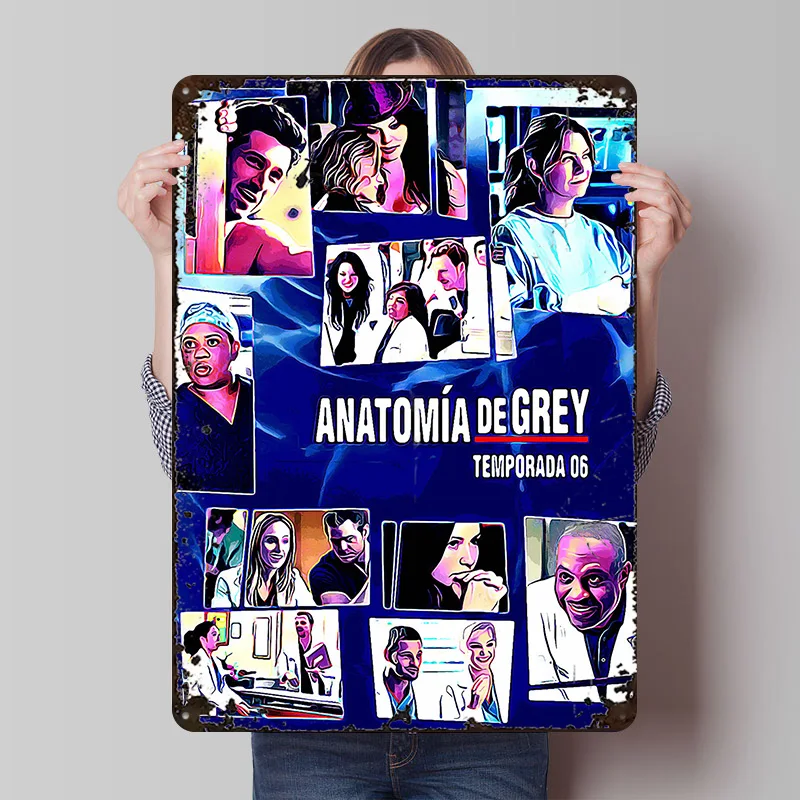 Greys Anatomy 18 Zoll Blechposter, Individuelle Wandkunst, Vintage Metallschilder, Retro Blechtafel für Badezimmer-Dekoration, Schlafzimmer und Zuhause