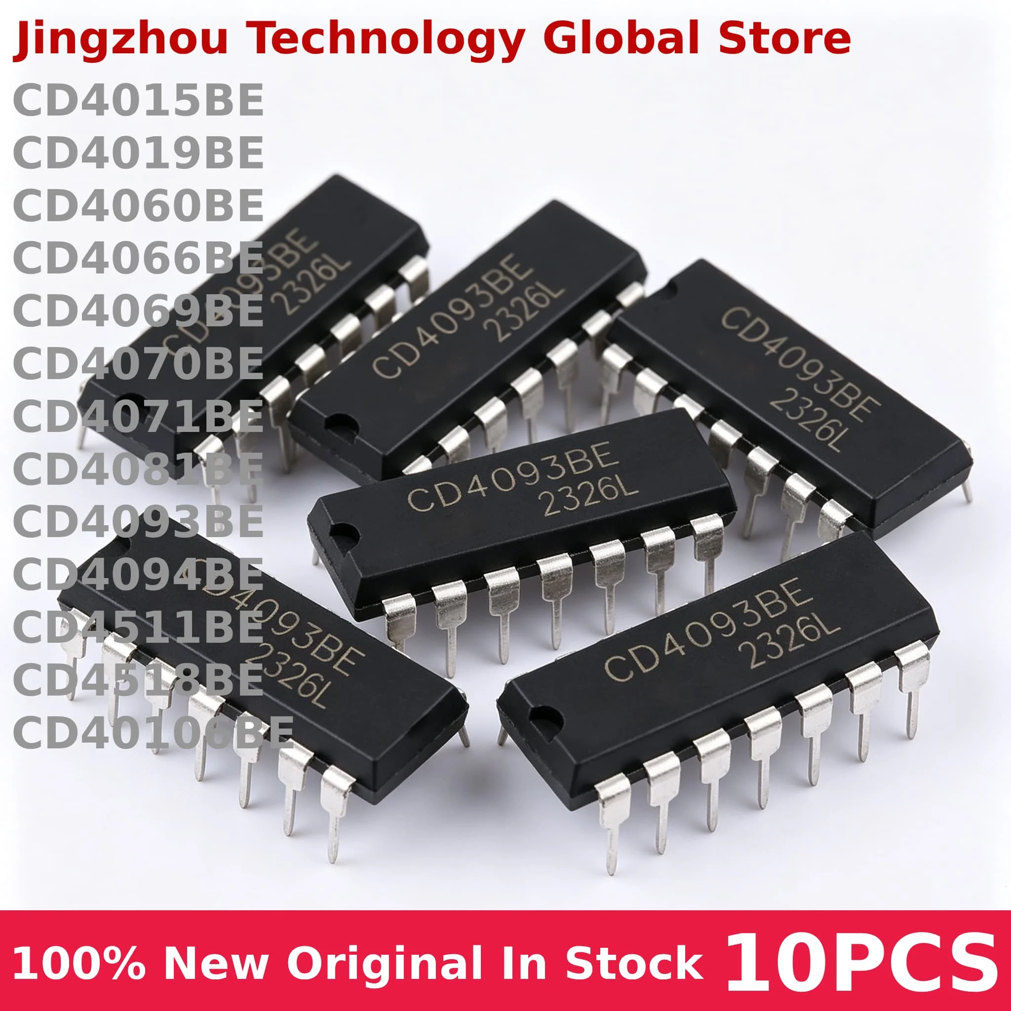 10PCS CD4060 CD4066 CD4069 CD4070 CD4071 CD4081 CD4093 CD4094 CD4511 CD4518 CD4015 CD4019 CD40106 BE 100%New DIP16 DIP14 IC Chip