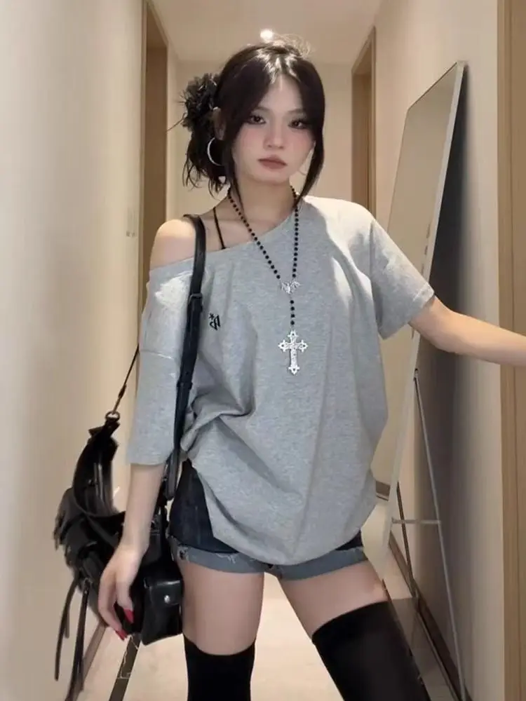 

Новинка 2023 года, женские однотонные простые летние повседневные футболки с короткими рукавами Y2K, универсальная уличная одежда в стиле ретро для молодых девушек, эстетичная одежда