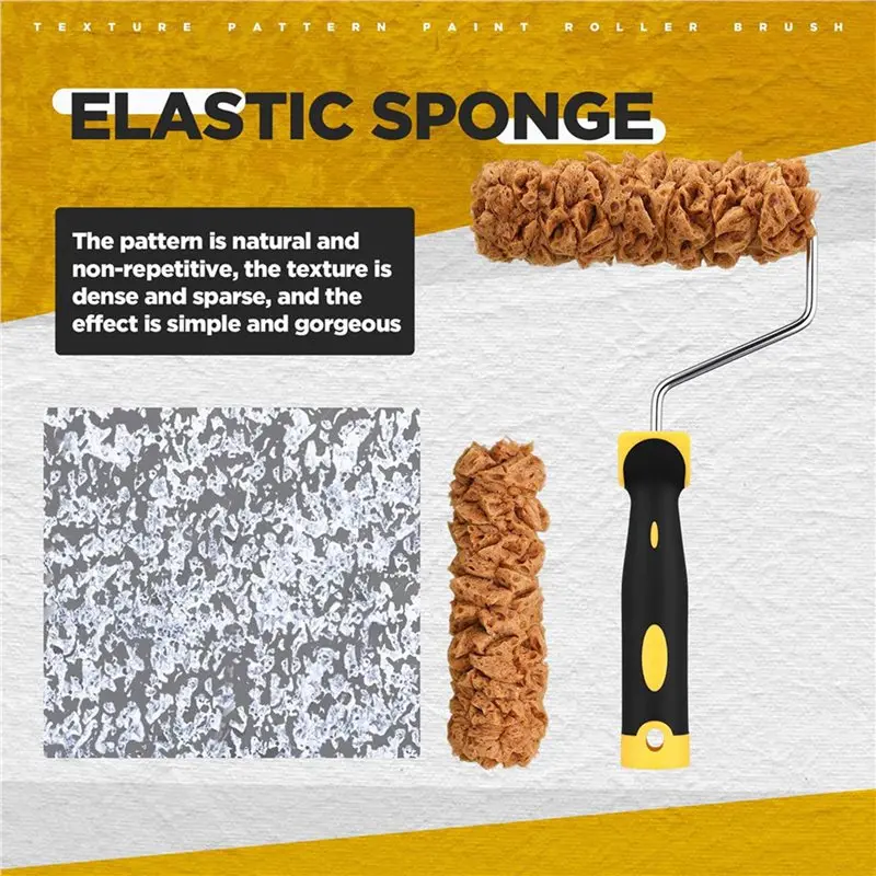 ABXD 2X Paint Roller Kit 6 Pcs Texture Sponge Paint Rollers 6 Inch Texture Pattern Roller Brush Tool With Roller Frame