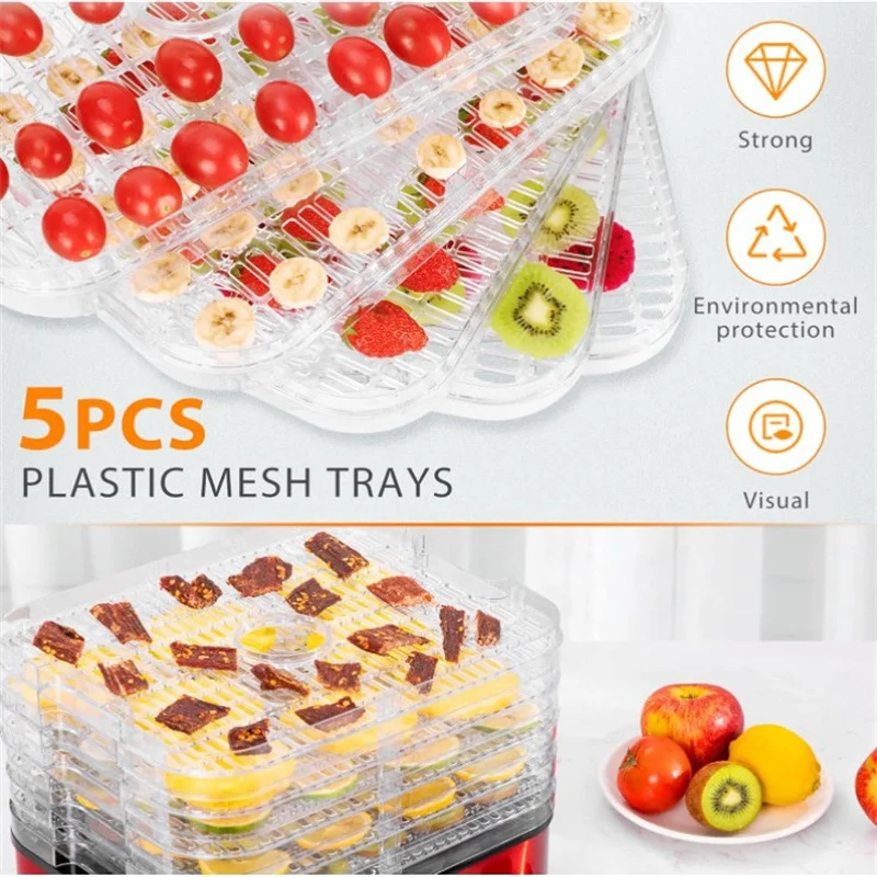 5pc Trays Vegetable Fruit Drying Machine Meat Dryer for Food Dried Fruit Machine Home Kitchen Dehydrator Machine Food Dehydrator