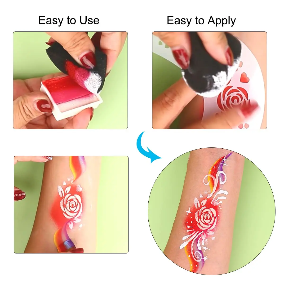 10 قطع من إسفنجات رسم الوجه بالبتلة السوداء - رغوة شبه دائرية عالية الكثافة على شكل قطرة ماء لمكياج الهالوين وعيد الميلاد #4