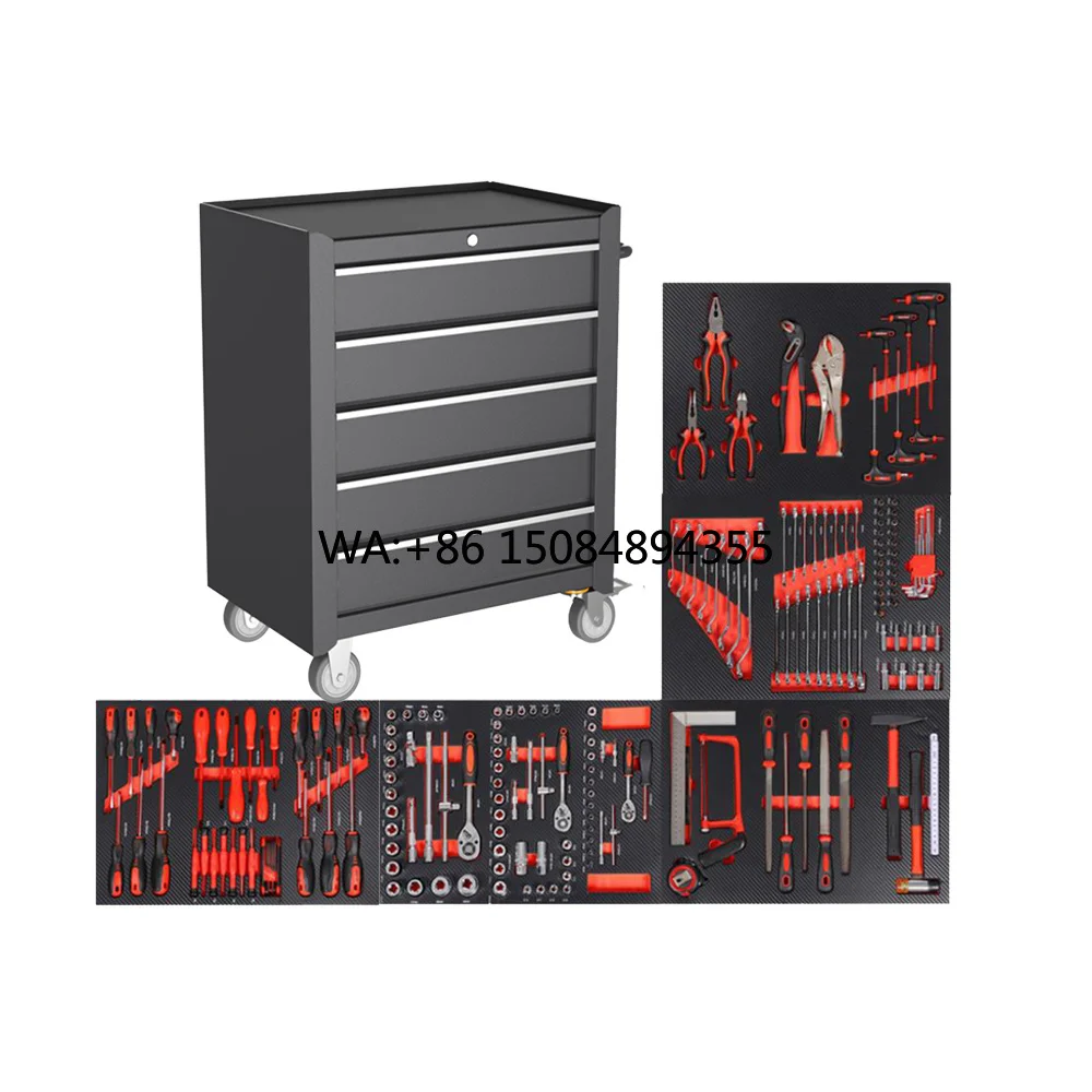 

CE Certified 5-Drawer Professional Steel Garage Metal Tool Cabinet 201-Pcs Roller for Maintenance OEM Option