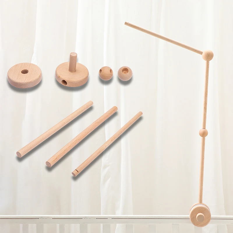 Infant Berço Mobile Assembly Bracket Set Chocalhos Bracket, Proteção Bed Bell, Brinquedos para bebês recém-nascidos, Acessórios de madeira Bed Bell, 1 Set