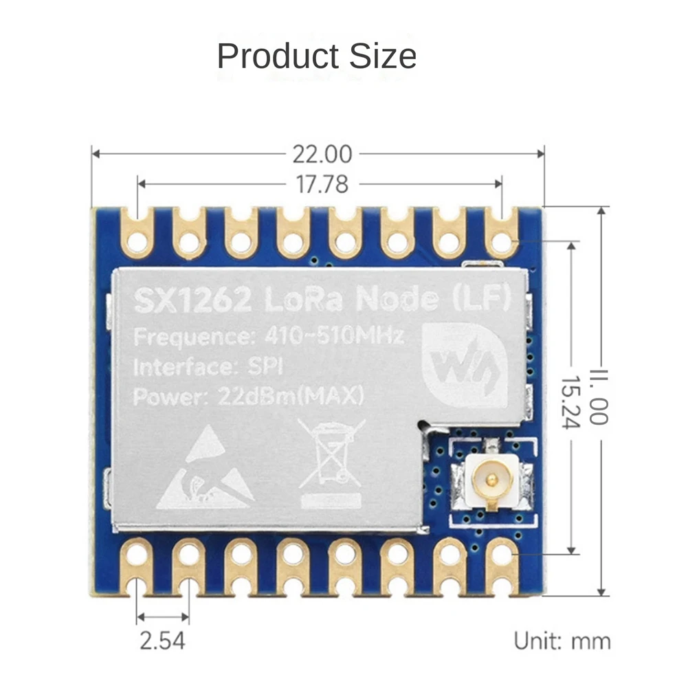 Waveshare 1 PZ Core1262- Modulo Lora Comunicazione Remota Modulo Chip Lora Anti-Interferenza PCB Blu Per Banda Sub Ghz
