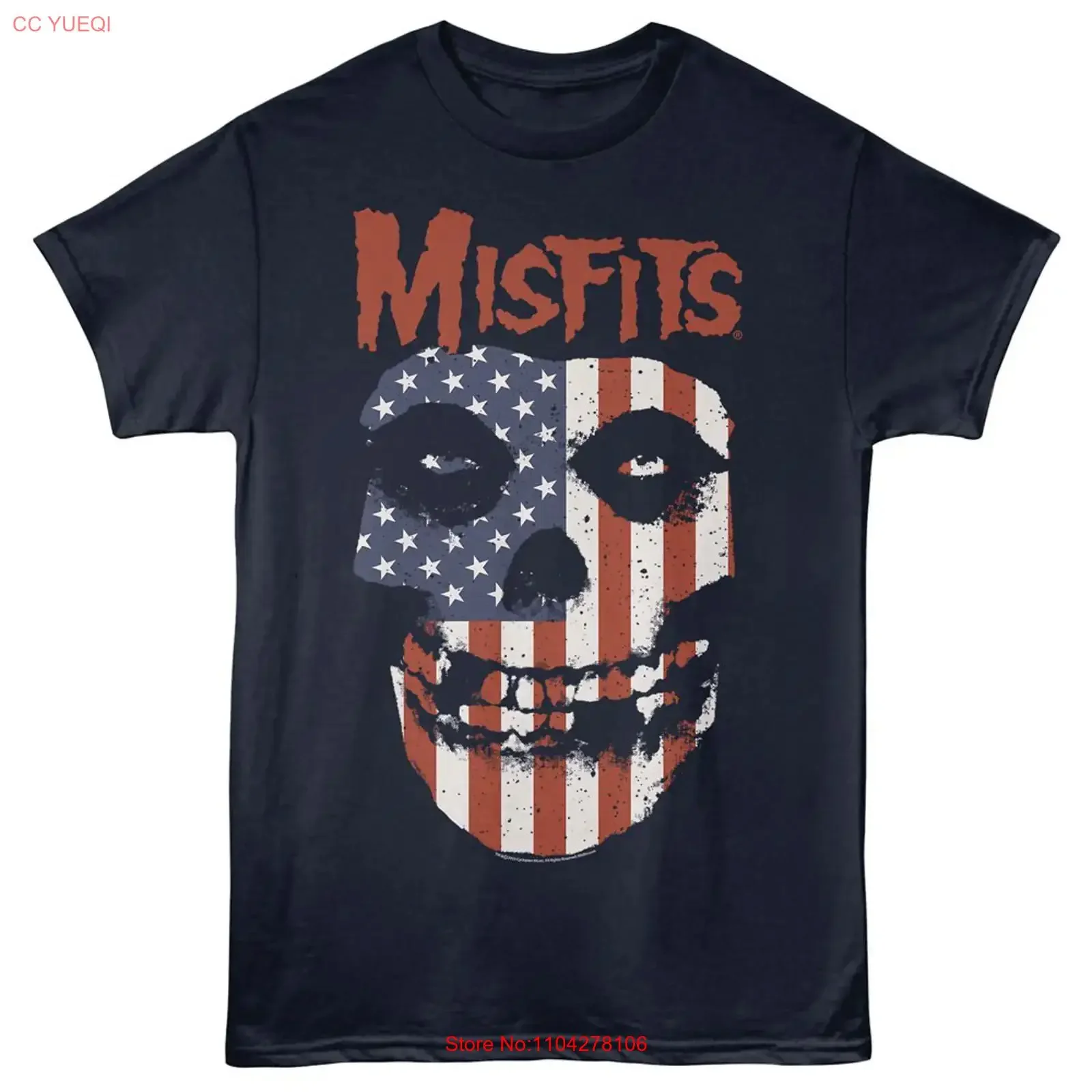 The Misfits Red Logo American Flag Skull Face Men's T Shirt Punk Merch vintage Washed fashion Comfortable Unisex