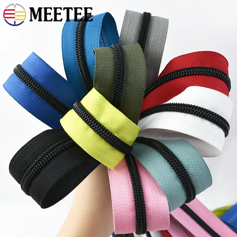 1/2/5/10M Meetee 5# Nylon Coil Zippers for Sewing Backpack Pocket Clothes Zipper Tape Bag Closures Zips Repair Kit DIY Accessory