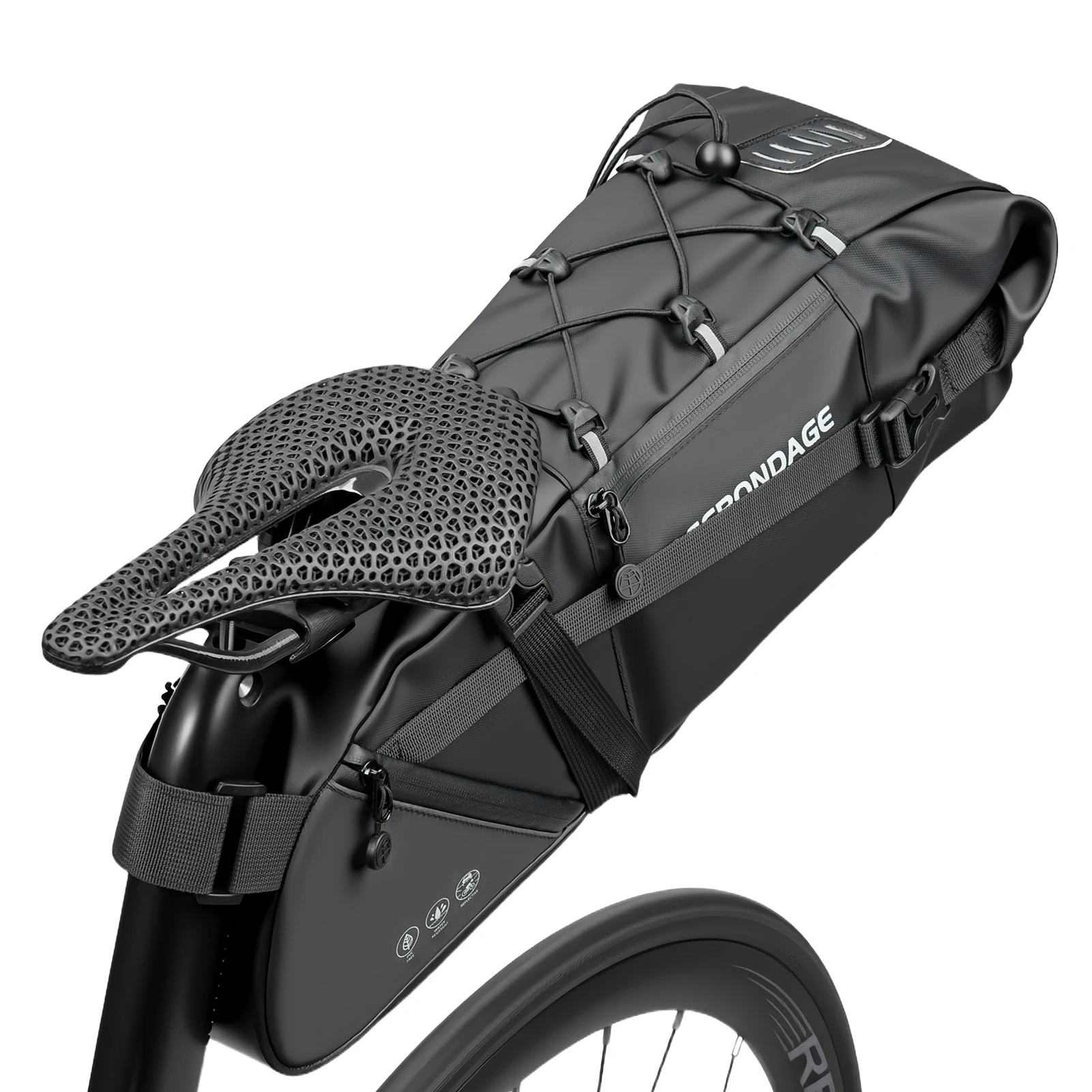OFFBONDAGE Bike Bag Waterproof 15L Large Capacity Bicycle Saddle Bag Cycling Foldable Tail Rear Bag MTB Road Trunk Bikepacking