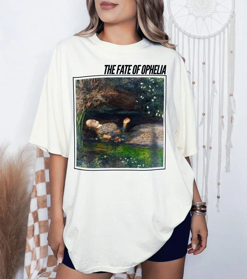 مصير أوفيليا Est 1603 2 الجانبين طباعة قصيرة الأكمام تي شيرت أوفيليا كلمات الموسيقى مستوحاة المحملة فتاة الإستعراض عشاق الشارع الشهير