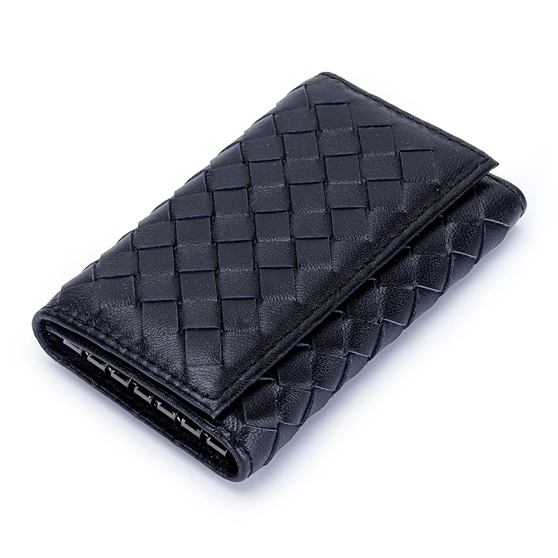 Luxury Genuine Leather Woven Key Wallets Men Car Key Holder Sheepskin Knitting Keys Organizer Women Smart Housekeeper Coin Purse