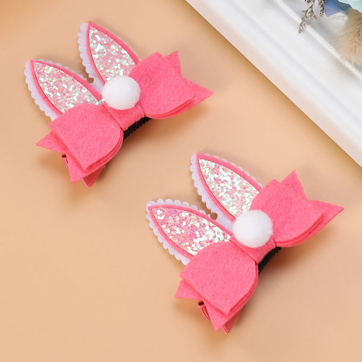 

4 шт., заколки для волос с бантиком и кроличьими ушками для девочек, модные нежные аксессуары для волос, идеально подходящие для повседневной носки, пасхальные вечерние дети