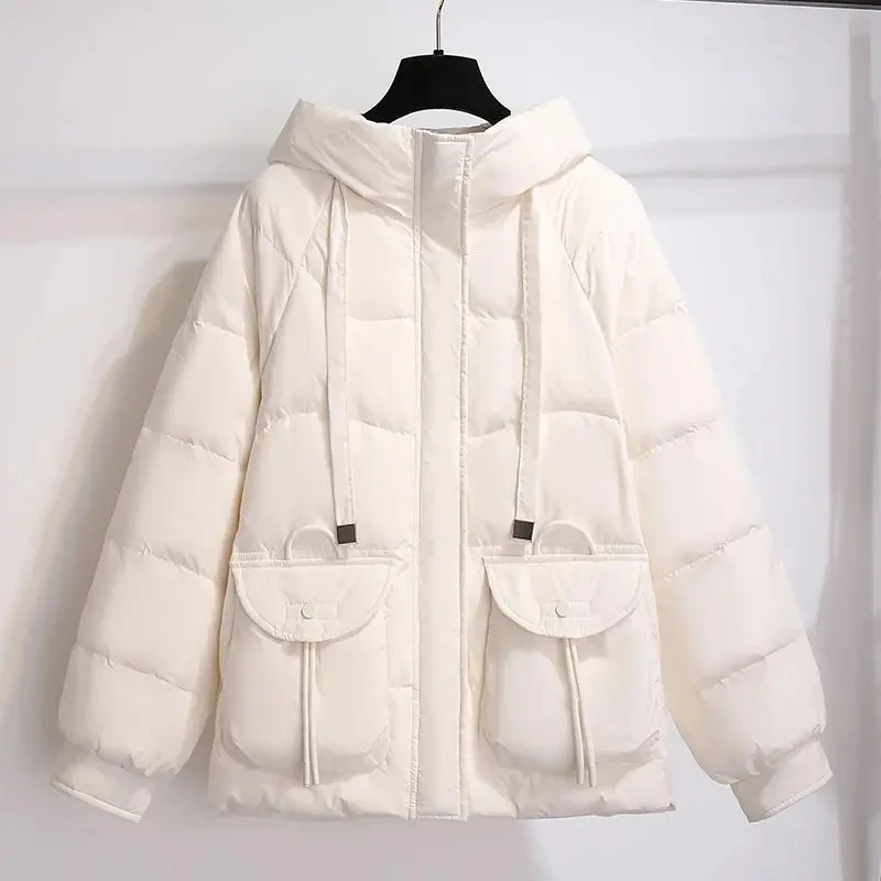 

2023 New Womens Winter Parkas Korean Hooded Bread Down Jackets Thick Loose Casual Warm Cotton Padded Jacket Coat Outwear