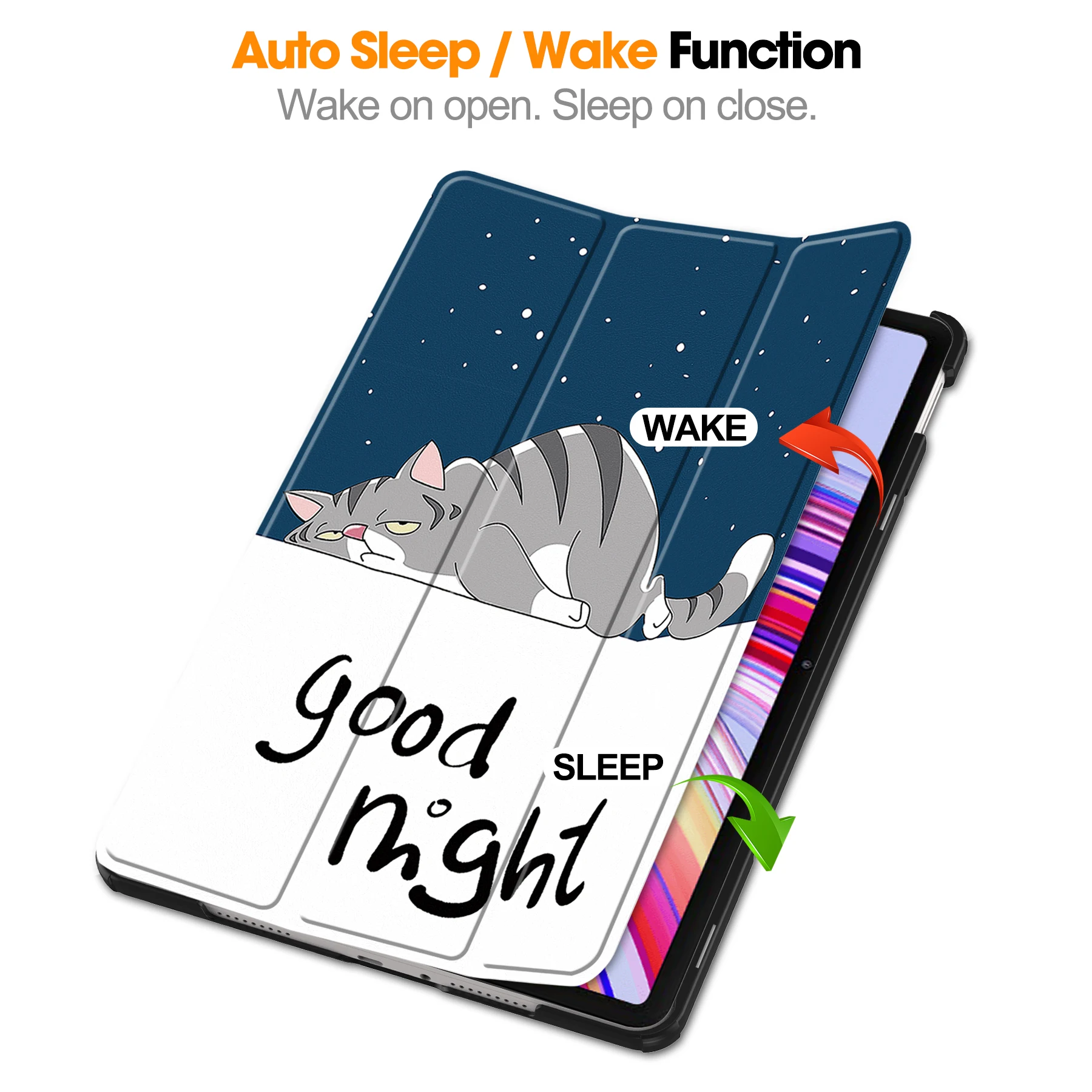 For Xiaomi Mi Pad 6S Pro 12.4 Inch Case 2024 Smart Cover Magnetic Fold Leather Stand Hard Tablet Funda with auto wake function
