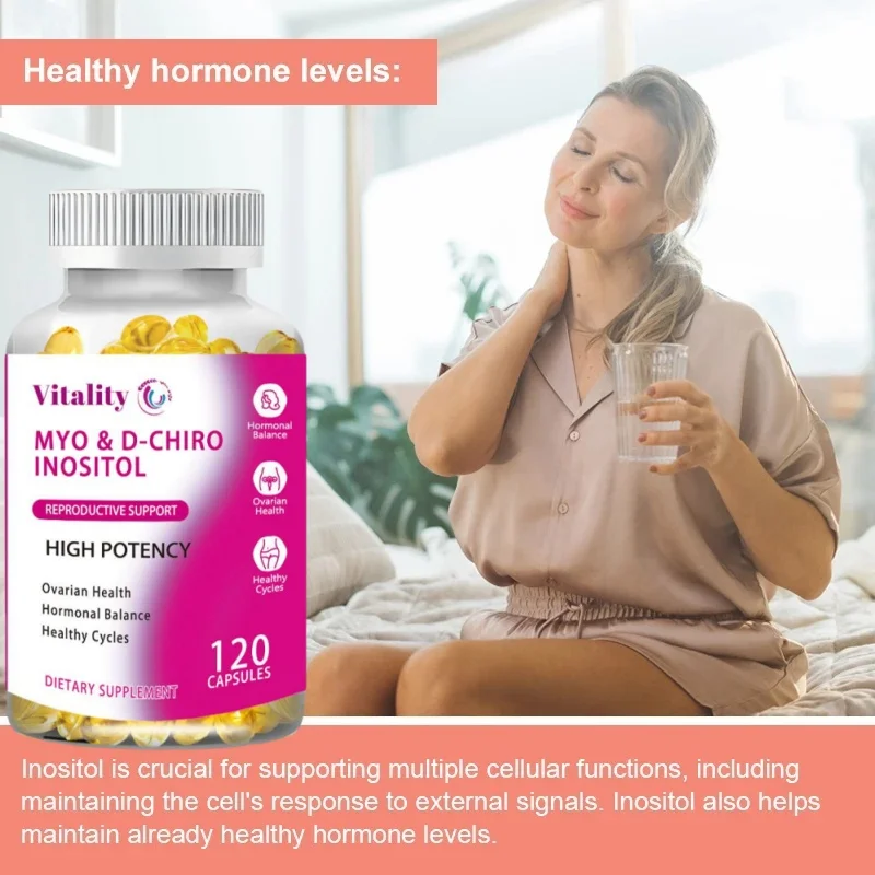 Vitality Myo-Inositol & D-Chiro Inositol Capsules for Ovarian Health Support and Balance Hormone Vitamin B8 Menstrual regulation