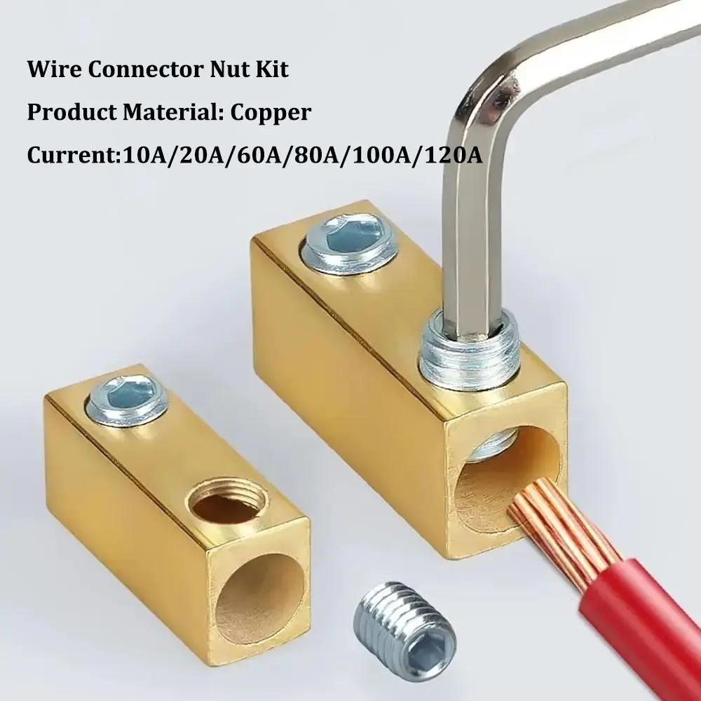 

10/20/60A Brass Terminal Block High Current with Heat Shrink Tubing Electrical Wire Connector High Power Non Pressurized