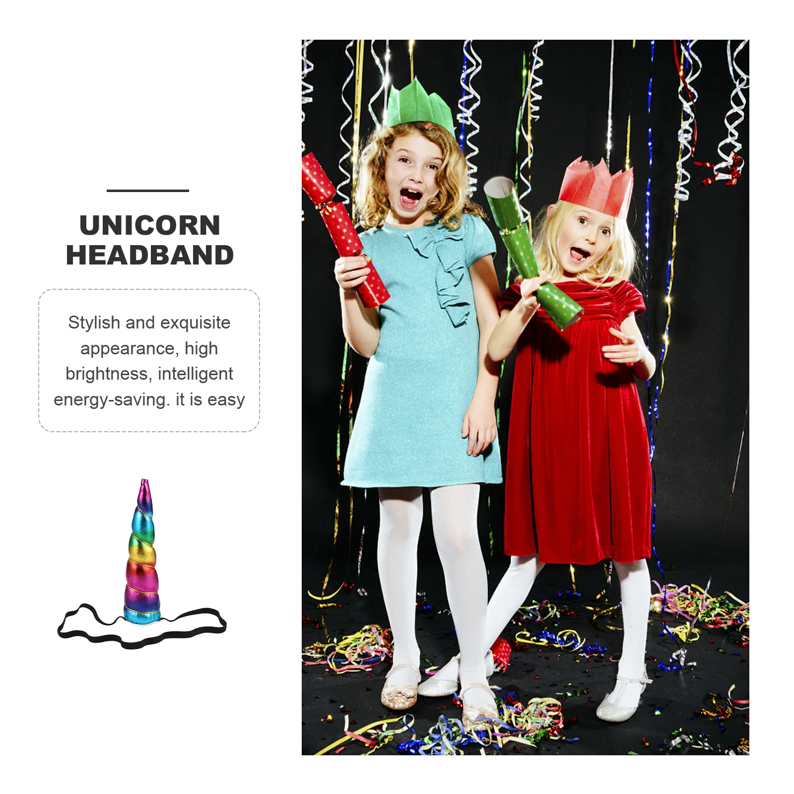 

12pcs Rainbow Headband For Kids Girls Party Christmas Hair Accessories Lightweight Creative Colorful Headdress