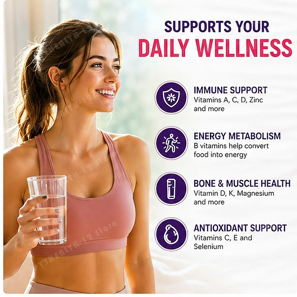 Multivitamin for Men Women Daily One A Day A B C D E K Vitamins Iron Zinc Biotin B12 Immune Energy Support Capsules 90 Count