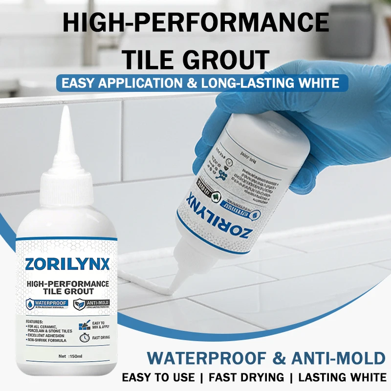 

150ml Easy Squeeze Tile Grout White, Fast Drying Professional Sealer for Home DIY Repair, Waterproof Mildew-Proof Formula