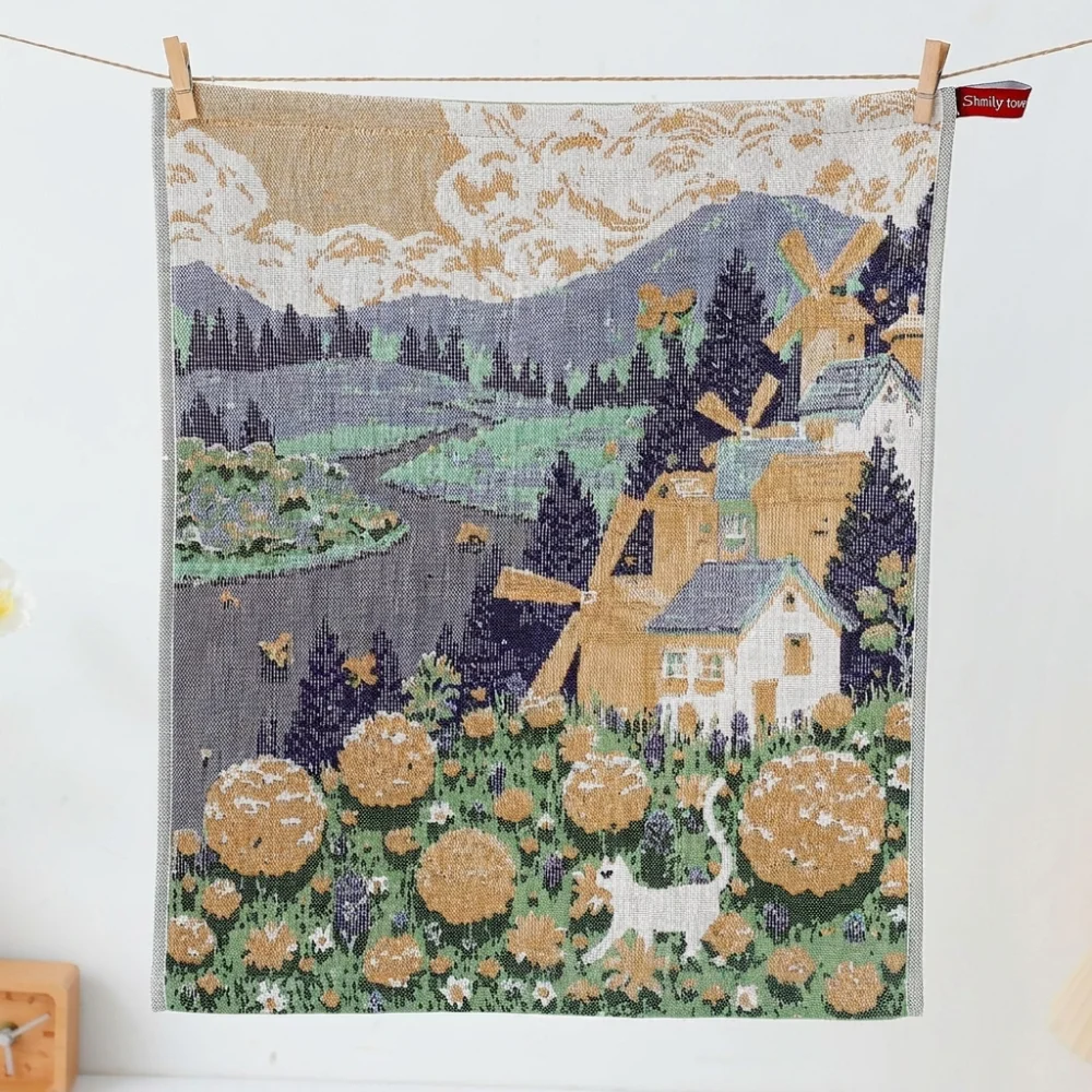 New 34x40cm Large Hand Towel 4 Layer Cotton Gauze Quick Dry Pure Cotton Dish Cloth Decorative Tea Towel Home Restaurant