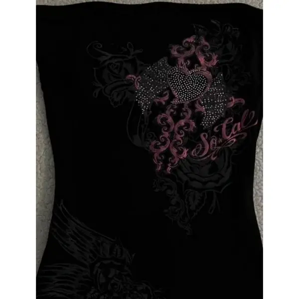 حبال أنبوب القمم Y2k الصليب طباعة القوطي المحاصيل عارية الذراعين مثير الشرير خمر الشارع الشهير 90s الجمالية Harajuku المرأة موضة الجرونج تيز #2