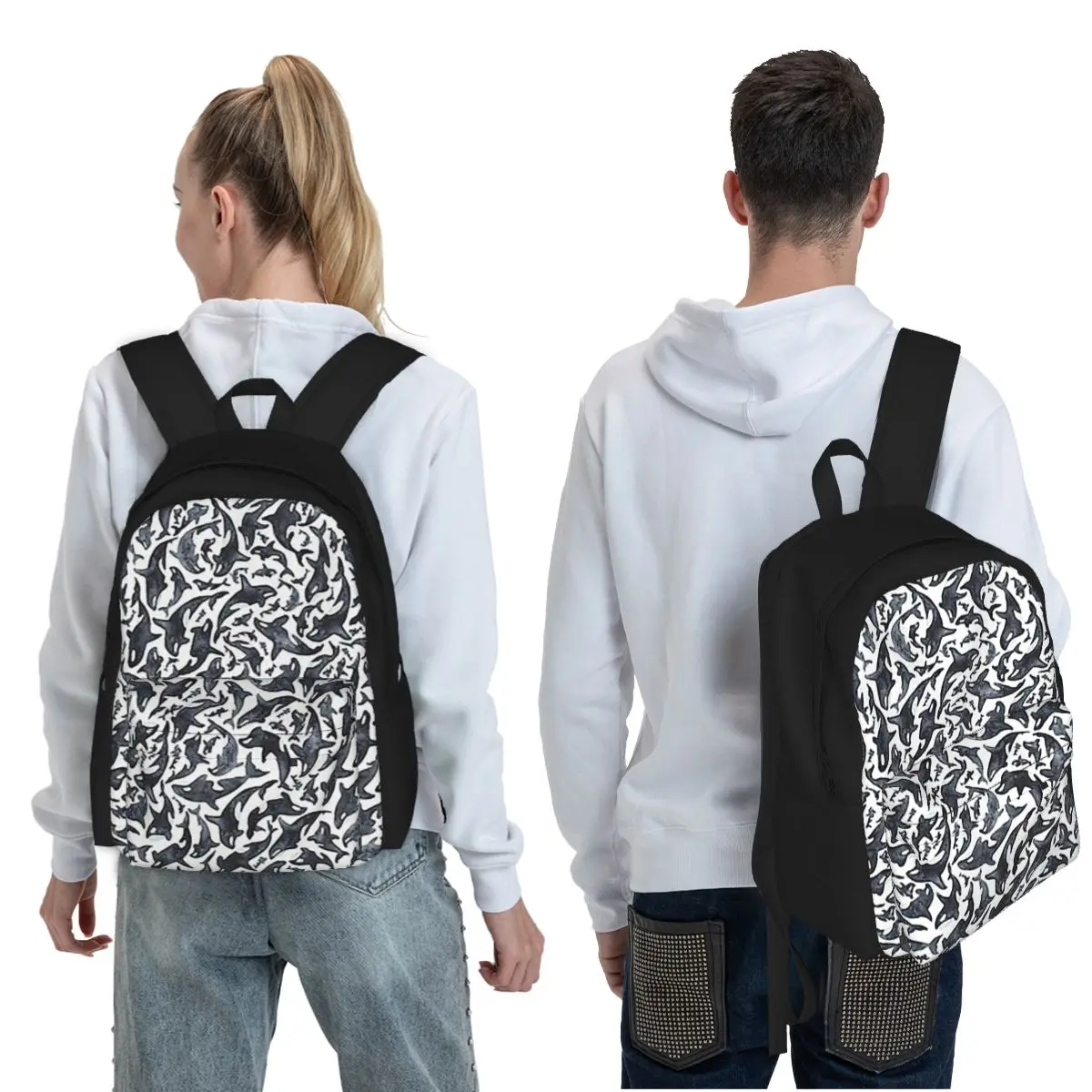 Orca Aquatic Sea Ocean - Top Tees Killer Whale  Student Backpack School Bag  for Boys Girls Fashion Bookbag Shoulder Bags