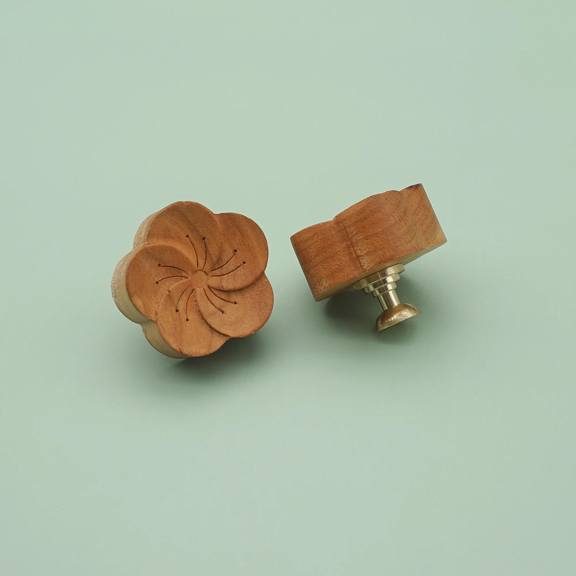 Walnut/Cherry Wood+Brass Furniture Handles Wooden Drawer Dresser Knobs Home Decor Wardrobe Pulls Modern Furniture Hardware