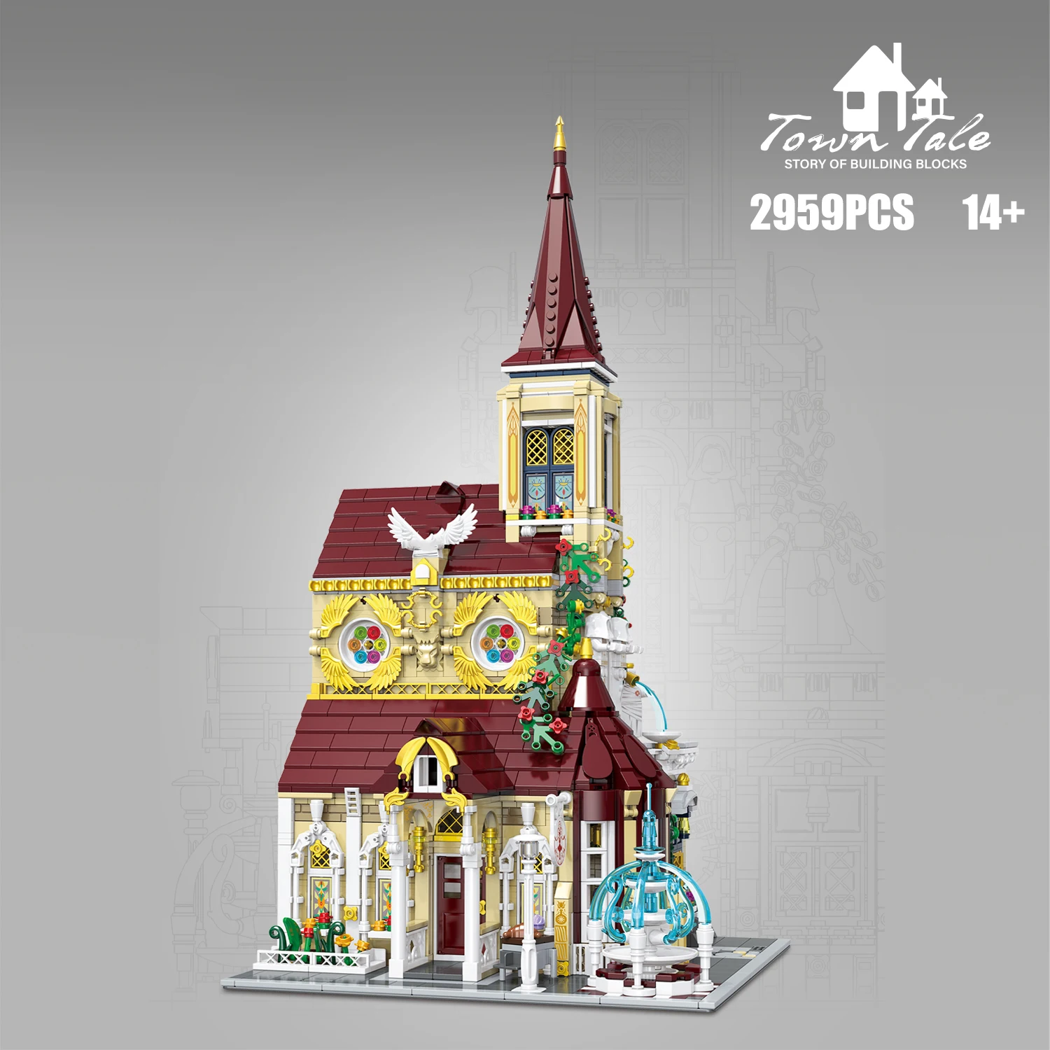 2959PCS Rose Abbey Bouwstenen Creatieve Stad Streetview Model Bricks Desktop Ornamenten Kinderen Educatief DIY Speelgoed Vakantiecadeau