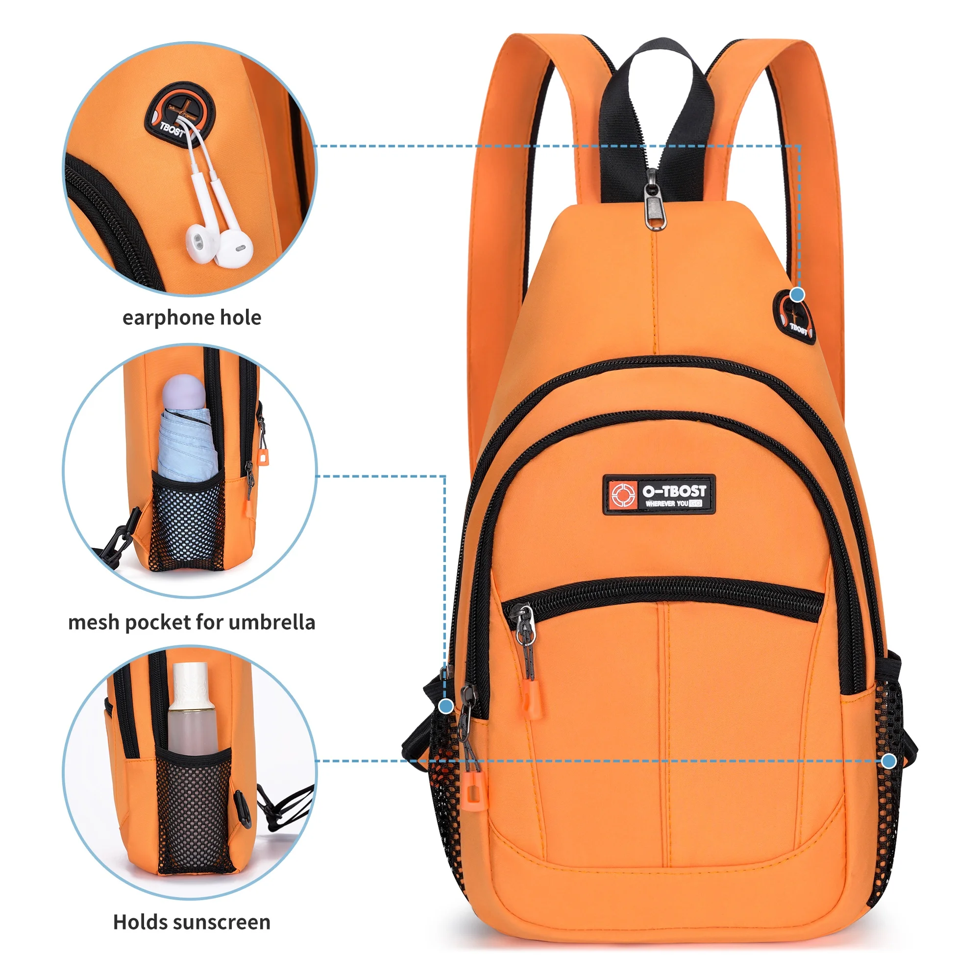 

Simple nylon waterproof chest bag for outdoor travel, single shoulder bag, diagonal cross, large capacity, travel