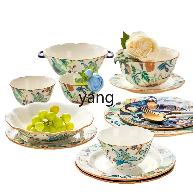 Lmm Chinese dish set, household bowls and plates, high-end tableware