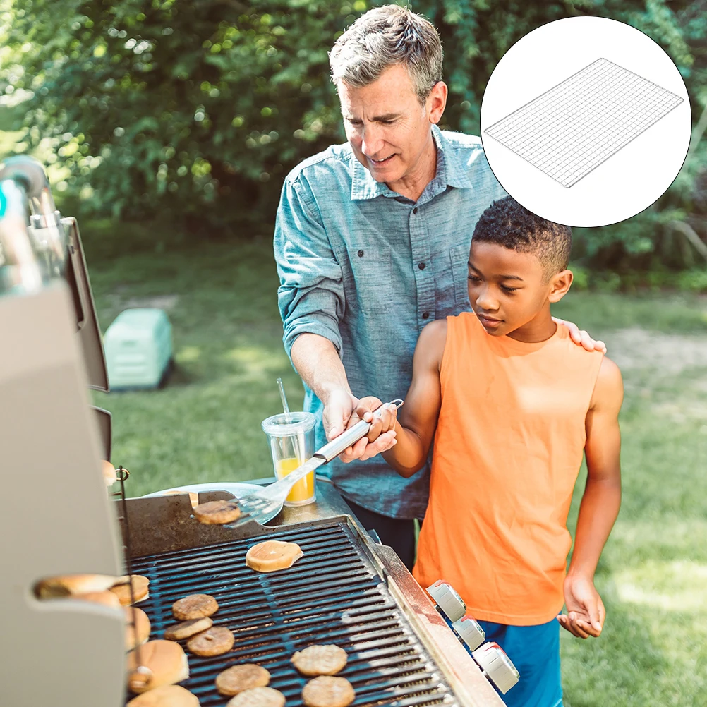 

2Pcs Stainless Steel BBQ Mesh Baking Mats Grills Outdoor Barbecue Wire Nonstick Smooth Lightweight Portable Cooking Grids