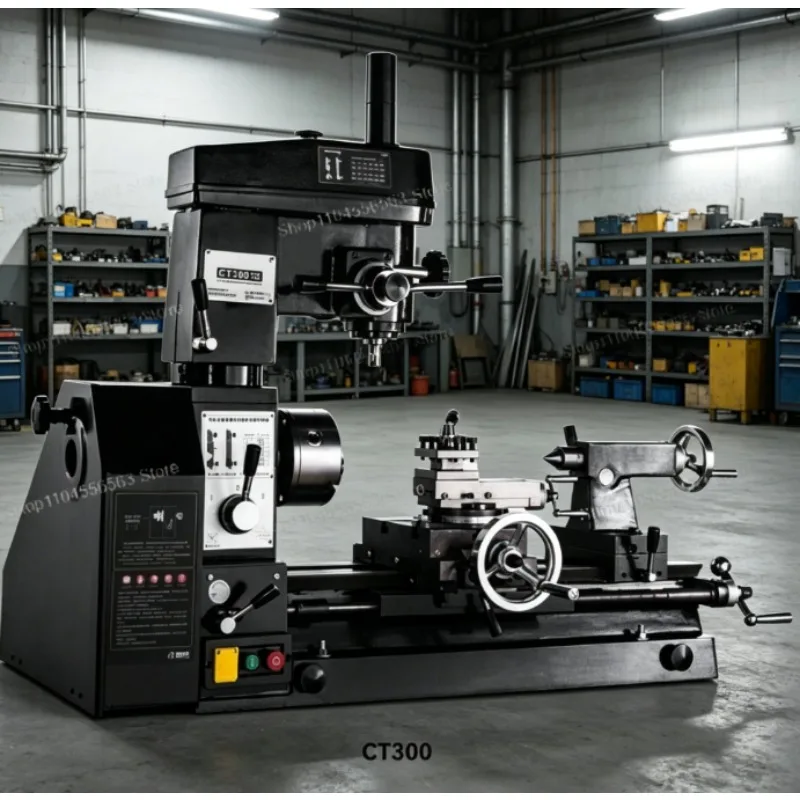 CT300 Multi-functional Combined Machine, Household Small Lathe Bench Drill for Turning Drilling Milling