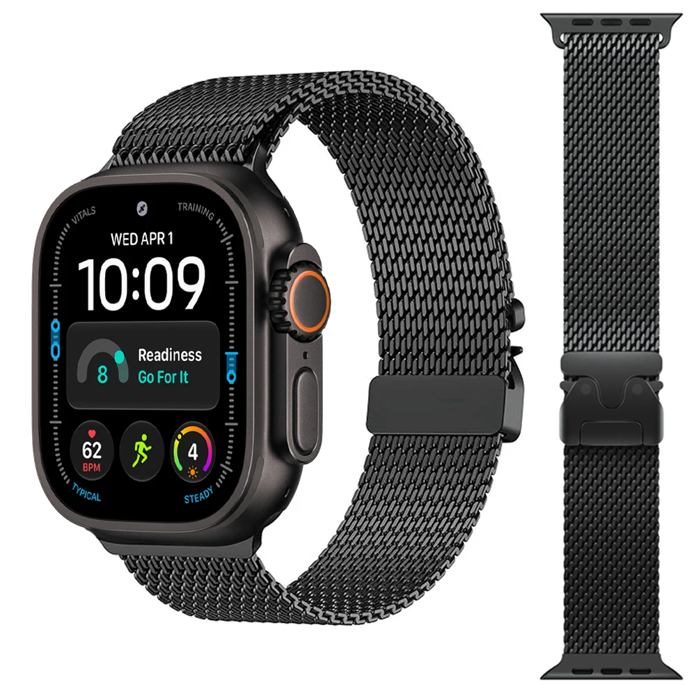 Titan-Milanese-Armband für Apple Watch Ultra 4/3/2, 49 mm, 46 mm, 45 mm, 42 mm, 44 mm, Armband, Uhrenarmband, Serie 12, 11, 10, 9, 8, 7, SE.