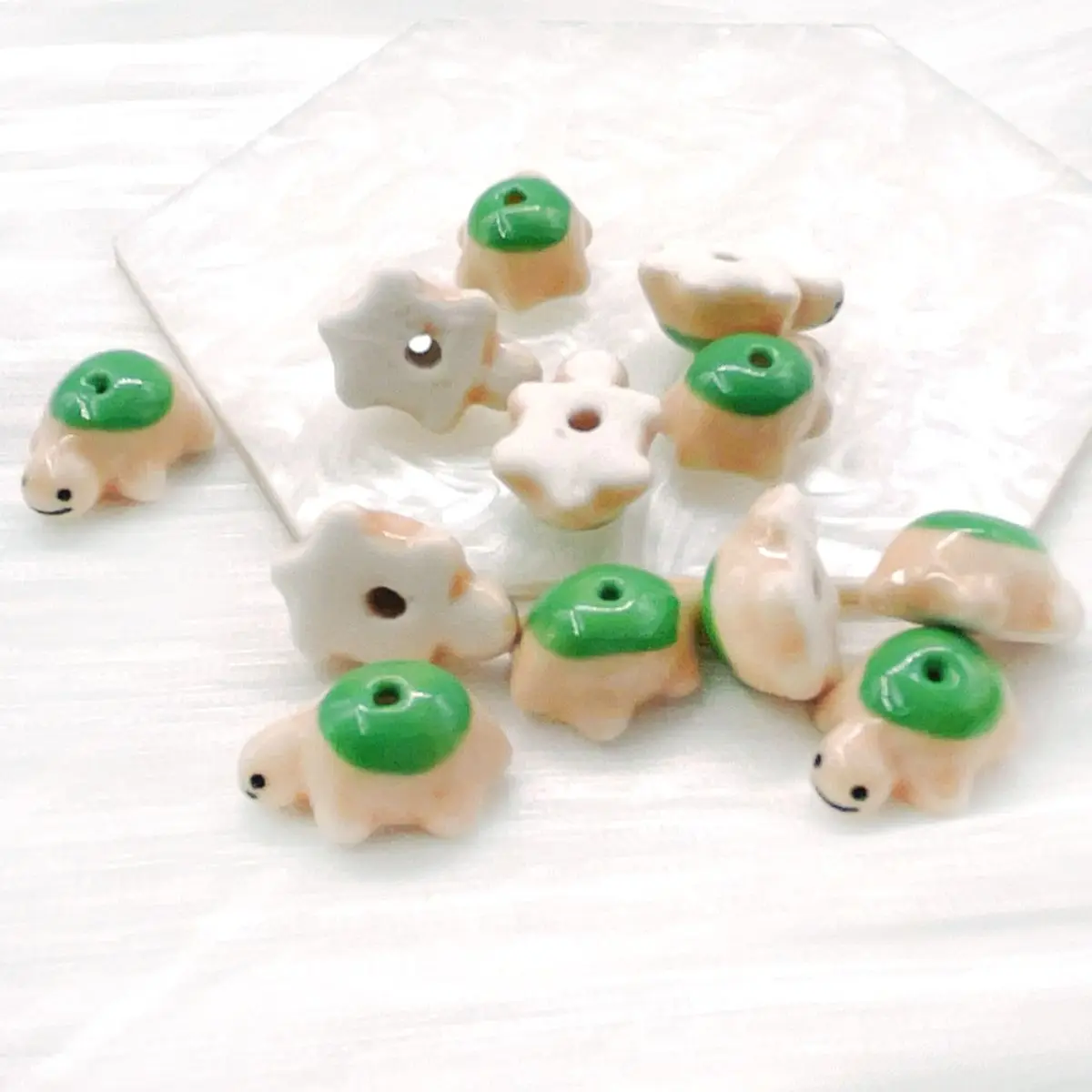 5pcs Cute Little Turtle Ceramic Beads Fashion 20x13mm DIY Loose Spacer Porcelain Bead For Jewelry Making Bracelet Pendant