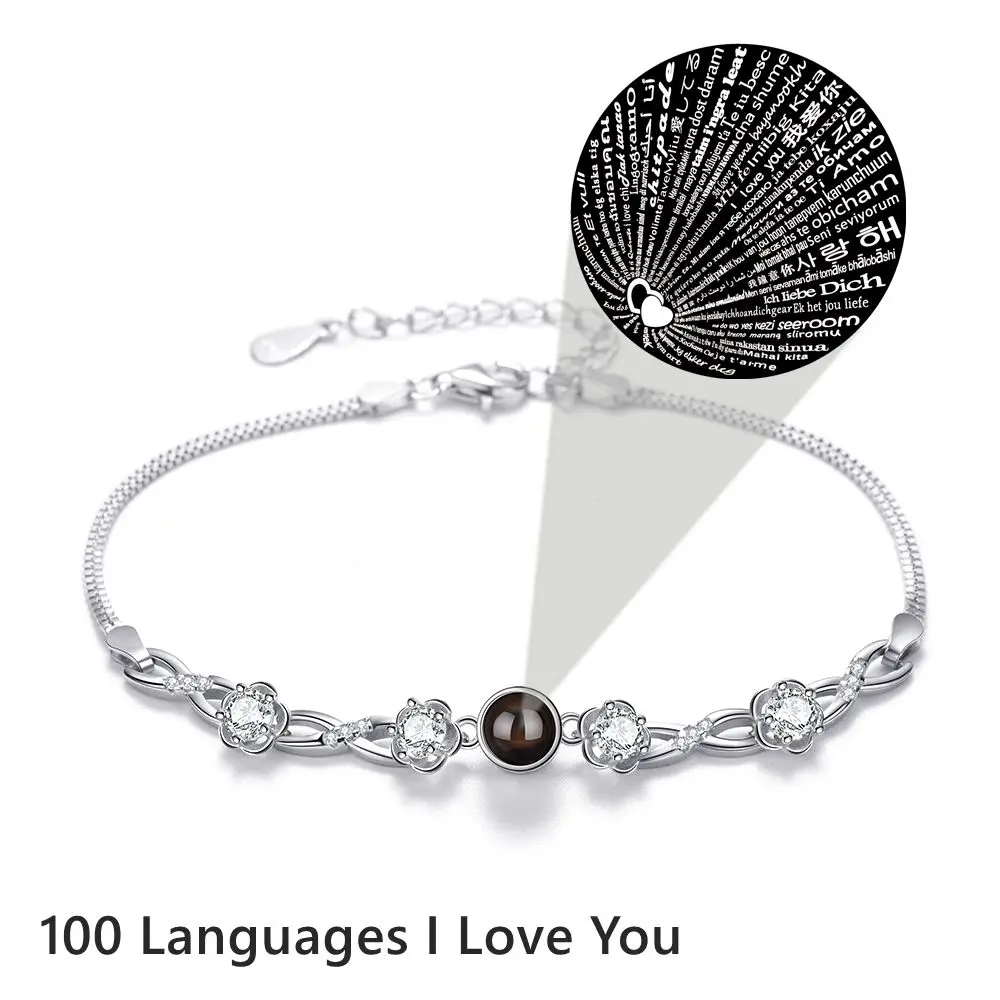 S925 Silver Custom Photo Bracelets Personalized Projection Photo Bracelet for Woman Lover Jewelry Mother Valentine's Day Gift