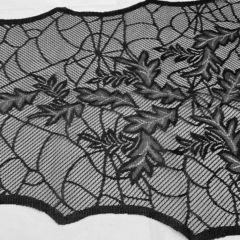 A Black Lace Plant Flower Tablecloth For Family Table Flags, Polyester Weave Water And Oil Resistant, Machine Washable