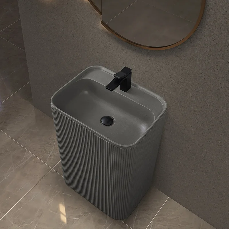 One-piece column basin, artificial stone ceramic single-hole wash basin, portable practical wash basin
