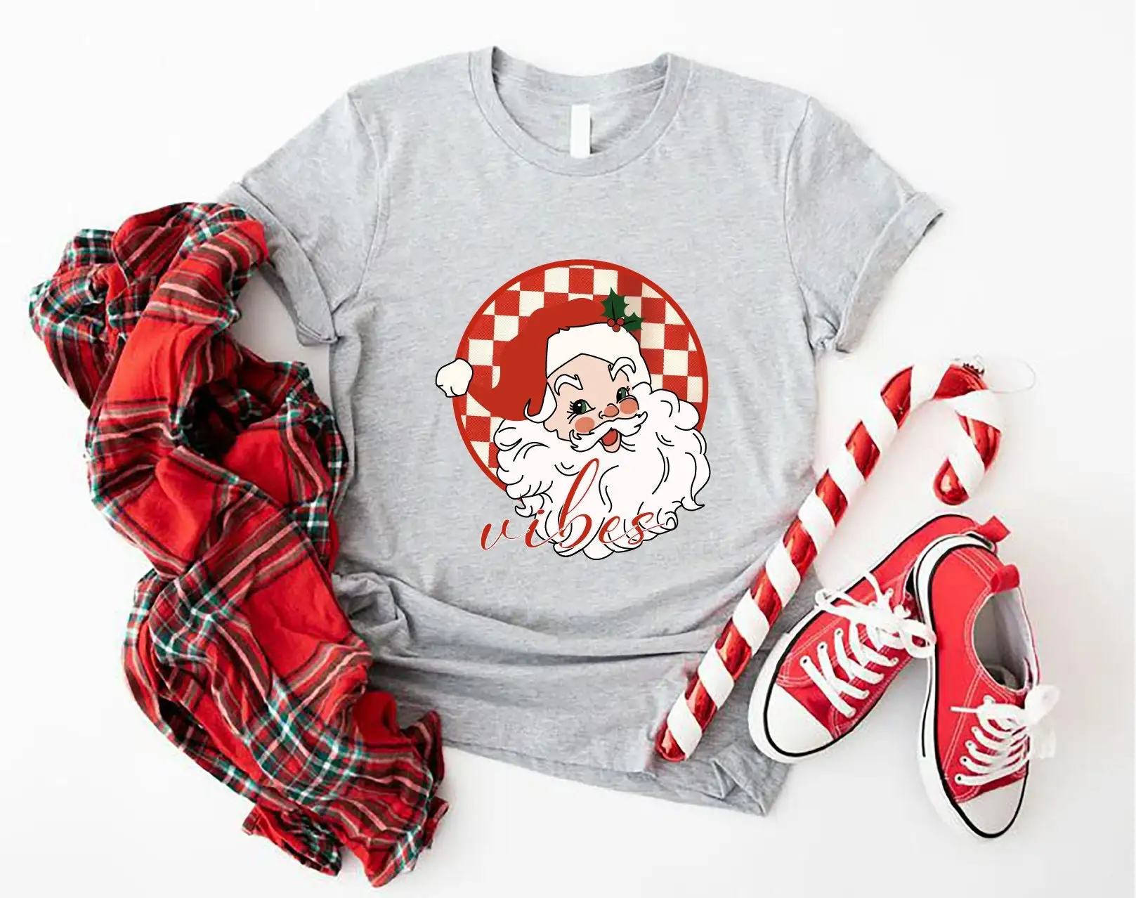 

Christmas Santa Vibes T Shirt Cute Womens Holiday Matching Xmas