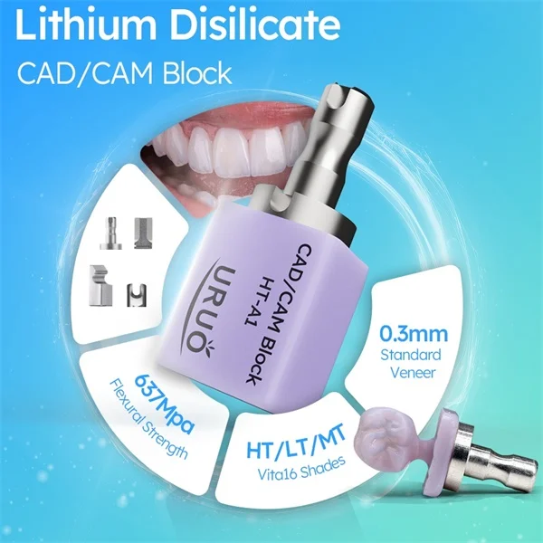 10PCS Dental Glass Ceramics C14 Chair-side CAD CAM Materials for Venner Crown Inlay Onlay LT/HT/MT Dental Lithium Dislicate