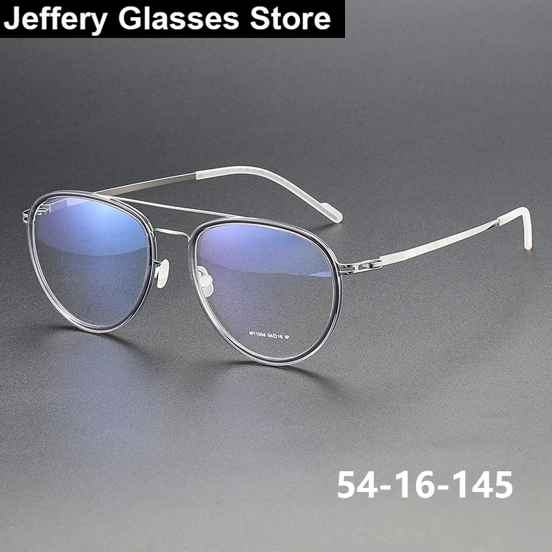 

Men's Ultralight 7g Screwless Pilot Eyeglasses Frames Germany Design Fashion Double Beam Eyewear No Screw Handmade Spectacle