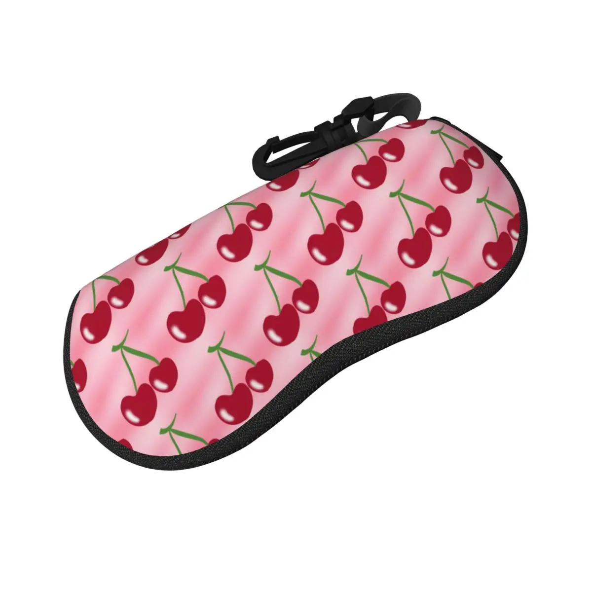 Red Cherry Green Stems Pink Shell Glasses Case Protective Sunglasses Box Women Men Soft Eyeglasses Bag Pouch