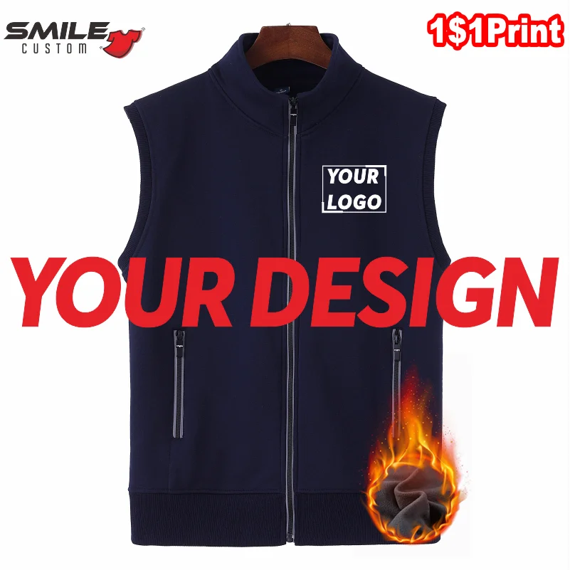 Winter Sleeveless Reflective Vest Custom Logo Casual Men and Women Fleece Warm Jacket Embroidery Text Company Design Print Brand