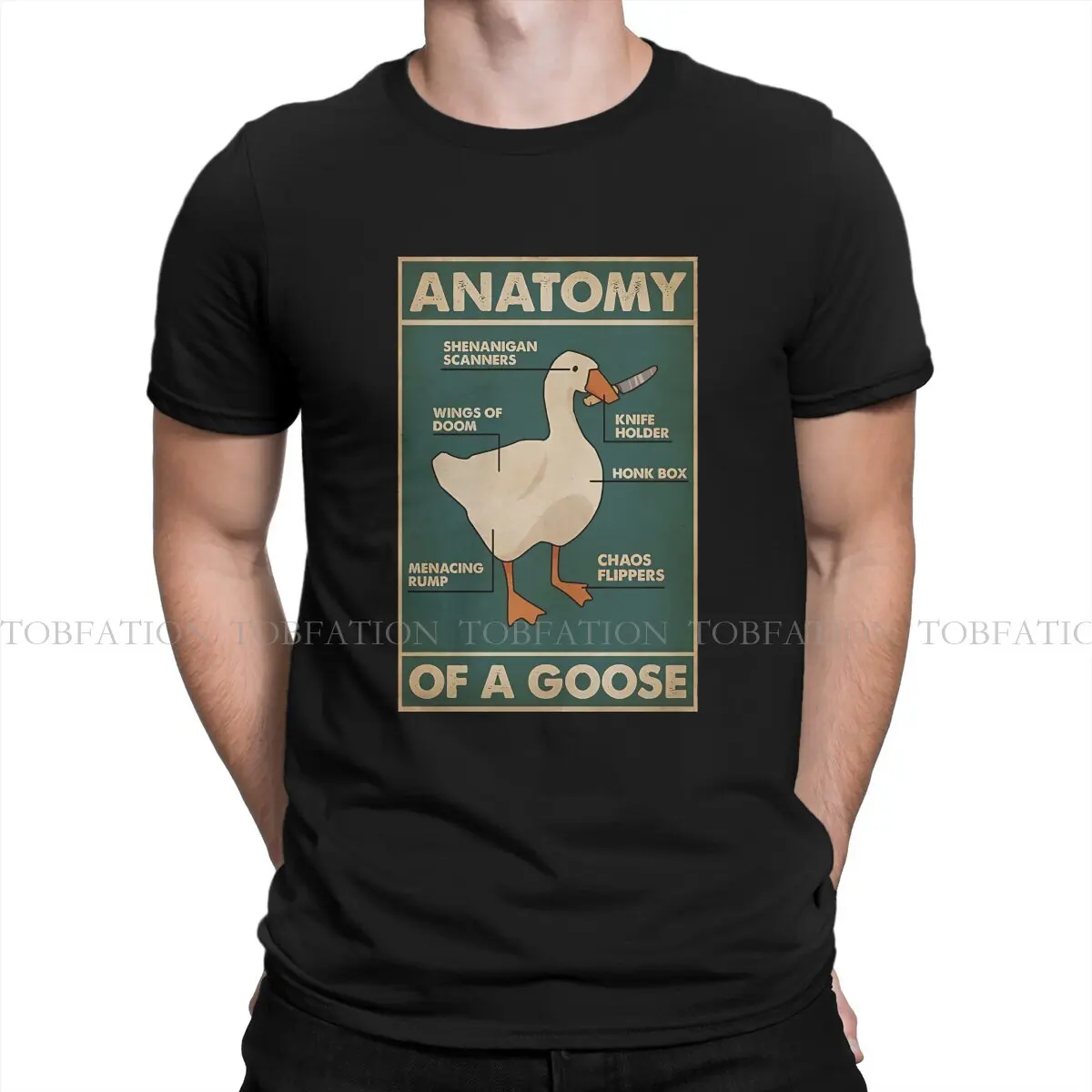 Untitled Goose Game Anatomy Tshirt Graphic Men Tops Vintage Goth Summer Clothes 100% Cotton T Shirt