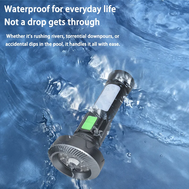 Flashlights High Power USB Rechargeable LED Flashlight with Magnetic Portable Outdoor Camping Hiking Light Cycling Emergency SOS